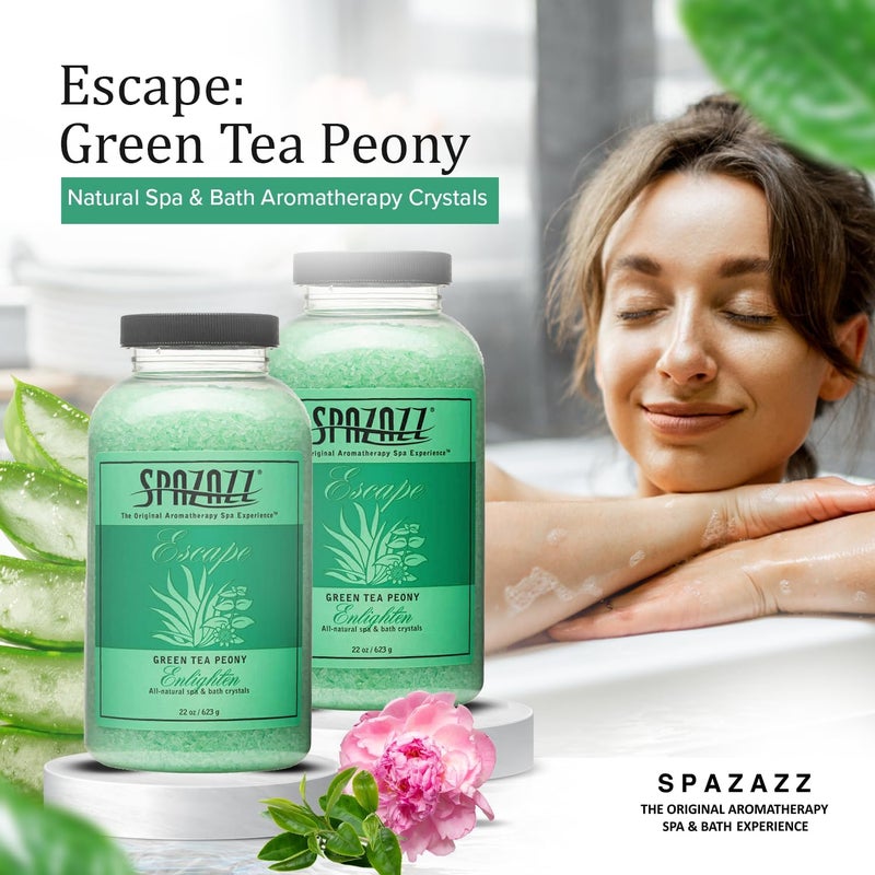 Spazazz Escape 22oz Green Tea Peony Spa and Bath Crystals - Image 3